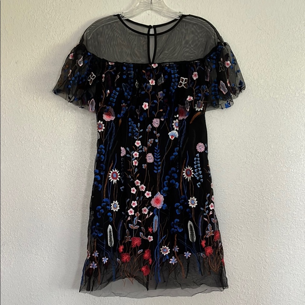 Floral Embroidered Black Dress